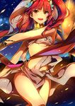  akishima_kei bad_id bad_pixiv_id breasts chain long_hair magi_the_labyrinth_of_magic medium_breasts midriff morgiana one_side_up open_mouth orange_eyes red_hair solo underboob 