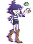  a-ka boots gorillaz hair_over_eyes heterochromia murdoc_niccals noodle_(gorillaz) parody purple_hair puyo_(puyopuyo) puyopuyo puyopuyo_fever short_hair shorts silhouette smile solo style_parody 