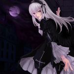  bad_id bad_pixiv_id doll_joints dress frills hairband kaworu long_hair moon purple_eyes rozen_maiden silver_hair solo suigintou wings 