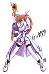  kamogawa_tanuki lyrical_nanoha magical_girl mahou_shoujo_lyrical_nanoha_strikers raising_heart solo takamachi_nanoha thighhighs translation_request twintails 