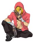  bad_id bad_pixiv_id bandages blonde_hair boots cargo_pants claws gunji hood hoodie male_focus pants solo tattoo togainu_no_chi tsu 