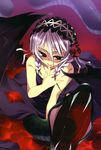  absurdres blood braid copyright_request hairband highres non-web_source ooba_kagerou purple_hair red_eyes silver_hair snake solo strap_slip twin_braids wings 