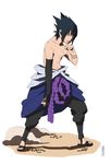 black_hair full_body male_focus naruto_(series) naruto_shippuuden ninja shirtless solo tattoo uchiha_sasuke yupii 