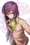  bad_id bad_pixiv_id cardigan glasses gundam gundam_00 male_focus osamu_(jagabata) purple_hair red_eyes solo tieria_erde 