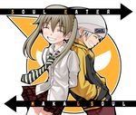  1girl back-to-back closed_eyes maka_albarn necktie nekopuchi soul_eater soul_eater_(character) 