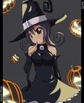  blair curly_hair hat k10k pumpkin purple_hair solo soul_eater witch witch_hat yellow_eyes 