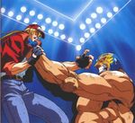  2boys 90s battle fatal_fury fight fighting game king_of_fighters male male_focus masami_obari multiple_boys oobari_masami raiden raiden_(fatal_fury) snk terry_bogard 
