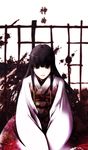  artist_request black_hair copyright_request japanese_clothes kimono long_hair pale_skin red_eyes solo 