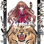  aisaka_taiga bangs kousaki_rui solo thighhighs tiger toradora! 