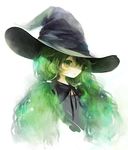  :o bad_id bad_pixiv_id copyright_request flower green_eyes green_hair hair_over_one_eye hat long_hair shimeko sketch solo twintails upper_body very_long_hair witch witch_hat 