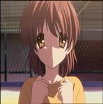  antenna_hair bad_aspect_ratio brown_hair clannad furukawa_nagisa screencap smile solo 