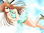  blue_eyes brown_hair dutch_angle game_cg himitsu_no_houkago_2 ichinose_ai kuroneko_(kenchi) long_hair motion_blur non-web_source panties pantyshot skates skating solo spinning underwear 