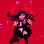  bad_id bad_pixiv_id black_hair falling hair_ornament hairclip kagerou_project long_hair lutiash red_scarf scarf school_uniform solo suicide tateyama_ayano tears toumei_answer_(vocaloid) 