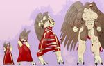  avian beak biceps big_breasts bird breasts claws clothing dress expansionpack female hawk muscle_growth muscles muscular_female nipples nude open_mouth pussy robe torn_clothing wings 