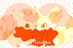  brown_eyes character_name creature fennekin fox heart heart-shaped_pupils no_humans noko128 orange_eyes pokemon pokemon_(game) pokemon_xy simple_background smile solo symbol-shaped_pupils tail vulpix white_background 