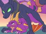  anal anal_penetration animal_genitalia animal_penis balls blush canid canine canine_penis dragon duo erection evilymasterful feral horn knot male male/male mammal open_mouth penetration penis sex spyro spyro_the_dragon tongue tongue_out video_games 