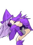 ass boots gen_1_pokemon gengar gloves hat knee_boots long_hair nail oversized_object personification pokemon purple purple_hair red_eyes seki_(red_shine) sexually_suggestive shaded_face simple_background solo spikes white_background 