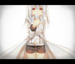  bad_id bad_pixiv_id blush letterboxed long_hair looking_at_viewer original red_eyes shiro_(xinta) shorts simple_background solo white_background white_hair xinta 