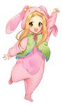  :d animal_costume animal_ears blush brown_eyes brown_hair bunny_costume cosplay ichihara_nina idolmaster idolmaster_cinderella_girls kashiwagi_kano kigurumi long_hair open_mouth smile solo 