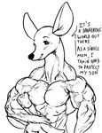  biceps breasts dialog dialogue female flat_chested furry_(artist) humor inks kanga kangaroo male mammal marsupial mother muscles muscular_female parent roo_(winnie_the_pooh) sketch smile son text winnie_the_pooh_(franchise) winnie_the_pool 