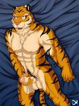  balls bed biceps big_muscles cum cum_on_chest cum_on_stomach cumshot dream_and_nightmare feline fur green_eyes looking_at_viewer male mammal masturbation muscles nude open_mouth orgasm pecs penis solo tiger uncut 
