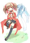  bad_id bad_pixiv_id black_legwear breastplate brown_hair dragon fingerless_gloves gloves mode_(mode-n) pina_(sao) red_eyes short_hair short_twintails silica sword_art_online thighhighs twintails 