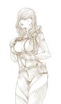  1girl breasts hair_over_eyes kikimimi_612 long_hair monochrome rachael_foley rachel_(resident_evil) resident_evil resident_evil_revelations 