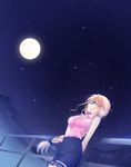  aqua_eyes astraythem bandana blonde_hair braid cloud flower full_moon game_cg ginta glasses hair_flower hair_ornament highres long_hair moon night night_sky non-web_source railing sakurazuka_natsuki skirt sky solo star_(sky) starry_sky 