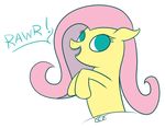  aruigus808 equine female feral fluttershy_(mlp) friendship_is_magic green_eyes hair horse mammal my_little_pony pink_hair plain_background pony rawr white_background 