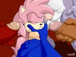  anthro aval0nx balls erection eyes_closed female group group_sex hair hedgehog knuckles_the_echidna male mammal masturbation penis pink_hair sega sex sonic_(series) sonic_the_hedgehog straight 