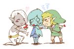  2boys blonde_hair blue_eyes blue_hair blush cape earrings fi flower ghirahim gloves gohan_(horth-waribasi) hat heart jewelry link multiple_boys pantyhose pointy_ears smile the_legend_of_zelda the_legend_of_zelda:_skyward_sword white_hair 