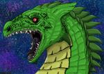  bust dragon fangs feral green_body green_scales gurin_(character) male mosny open_mouth portrait potrait red_eyes reptile roaring scales scalie sharp_teeth solo spikes teeth tongue yellow_body 