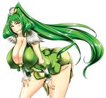  1girl abdg bent_over blush breasts cure_march erect_nipples female fingerless_gloves gloves green_hair huge_breasts long_hair midorikawa_nao milf nail_polish precure saranaru_takami smile_precure! thighs very_long_hair watermelon_roulette 