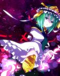  anime_coloring bad_id bad_pixiv_id bob_cut dress frown green_eyes green_hair hat petals rod_of_remorse shiki_eiki short_hair solo tayashigu_(suisyounohosizora) touhou 