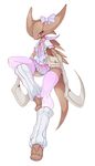  bag blush bow eyelashes furry gen_1_pokemon kabutops leg_warmers miniskirt pink_eyes pink_legwear pleated_skirt pokemon pokemon_(creature) satchel school_uniform skirt slugbox solo spikes tail thighhighs 