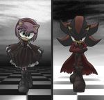  amy_rose black boots clothing dress gloves goth green_eyes hair hedgehog pink_hair red_eyes sega shadow_the_hedgehog sonic_(series) 