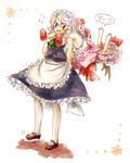  apron ascot bat_wings black_eyes blood bloomers blue_dress blue_hair braid carrying dress falling fang flower flying_sweatdrops hair_ribbon hat hat_ribbon heart izayoi_sakuya maid maid_headdress maru_usagi mary_janes multiple_girls open_mouth outstretched_arms pink_dress puffy_sleeves red_footwear remilia_scarlet ribbon shirt shoes short_hair short_sleeves shoulder_carry silver_hair skirt skirt_set touhou translated twin_braids underwear uu~ waist_apron wings 