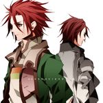  albert_silverberg brothers caesar_silverberg copyright_name gensou_suikoden gensou_suikoden_iii green_eyes jacket male_focus multiple_boys rasshel red_hair siblings 