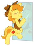  blonde_hair blush braeburn_(mlp) cutie_mark equine eyes_closed feral friendship_is_magic fur hair hat horse kissing licking male mammal mirror my_little_pony nannurs narcissism plain_background pony selfcest solo square_crossover tongue transparent_background yellow_fur 