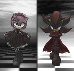  black black_fur boots clothing dress female fur gloves goth green_eyes hair hedgehog male mammal pink_hair red_eyes sega shadow_the_hedgehog sonic_(series) tigerfog 