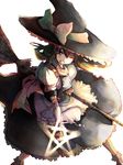  broom colorized hat kirisame_marisa long_hair mini-hakkero moriya one_eye_closed solo touhou witch_hat 