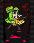  bad_id bad_pixiv_id black_sclera boots bow crazy_smile dress elbow_gloves frills gloves green_eyes green_hair hair_ribbon head_tilt heterochromia manera mario_(series) mismatched_sclera multiple_arms multiple_legs naco24 pale_skin paper_mario personification red_eyes ribbon smile solo spoilers super_mario_bros. super_paper_mario transformation 