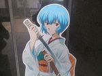  ayanami_rei blue_hair japanese_clothes kimono neon_genesis_evangelion obi red_eyes sash sheath short_hair short_sword sword wakizashi weapon 
