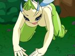  antennae ass_up bent_over blue_eyes bottomless breasts butt celebi clothed clothing female half-dressed looking_at_viewer nintendo pok&#233;mon pok&#233;mon_snap pok&eacute;mon_snap screencap video_games wings 
