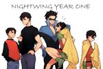  2boys angry batman_(series) black_hair brother brothers cape carry carrying dc_comics dick_grayson domino_mask family highres jason_todd ludwig_mayer male male_focus mask mayer multiple_boys multiple_persona nightwing pixiv_manga_sample resized robin_(dc) siblings 