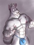  anthro biceps bulge canine claws clothed clothing fur gay half-dressed male mammal muscles nipples pecs poop_(artist) pose sketch skimpy solo speedo standing swimsuit thong topless vpl white_fur wolf 