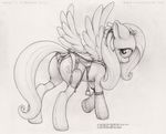  cutie_mark ecmajor equine female feral fluttershy_(mlp) friendship_is_magic garter_belt horse legwear lingerie looking_at_viewer mammal monochrome my_little_pony panties pegasus plain_background pony saddle solo stockings underwear wing_boner wings 