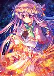  bad_id bad_pixiv_id book bow capelet crescent dress hair_bow hat long_hair open_mouth patchouli_knowledge pf purple_eyes purple_hair ribbon solo touhou 