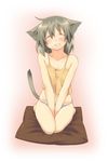  animal_ears blush cat_ears cat_tail closed_eyes copyright_request flat_chest grin highres majima_yuki panties seiza short_hair sitting smile solo tail underwear v_arms 