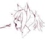  animal_ears closed_eyes heart majima_yuki monochrome open_mouth original simple_background white_background 